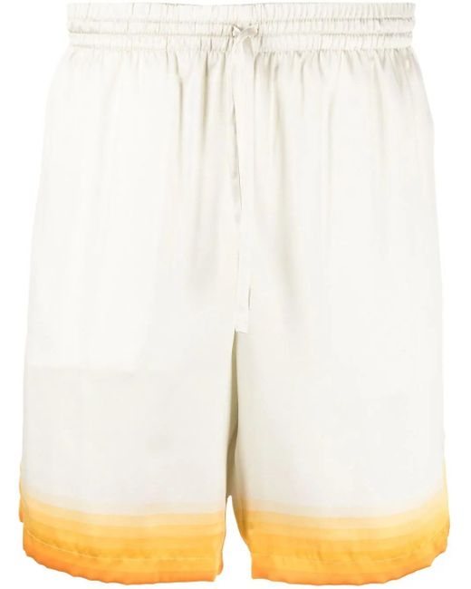メンズ Casablanca グラフィック シルクショートパンツ White