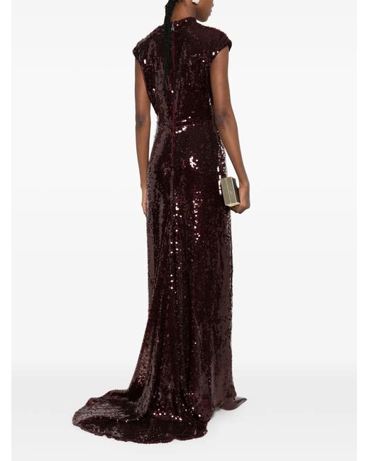 ROTATE BIRGER CHRISTENSEN Purple Cap-Sleeve Maxi Dress