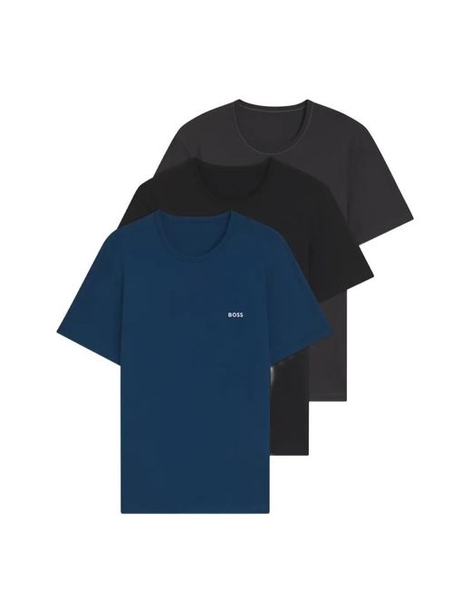 Boss Blue Three-Pack Cotton Undershirts for men
