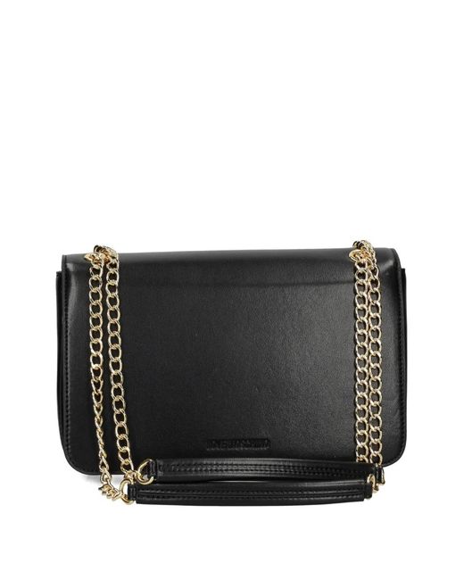 Love Moschino Black Heart-Plaque Chain Shoulder Bag
