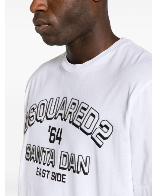 DSquared² White Logo-Embossed Cotton T-Shirt for men