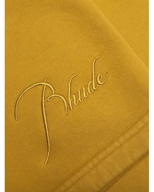 Rhude Yellow Logo-Embroidered Track Shorts for men