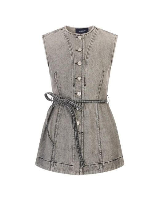Sportmax Gray Belted Buttoned Top