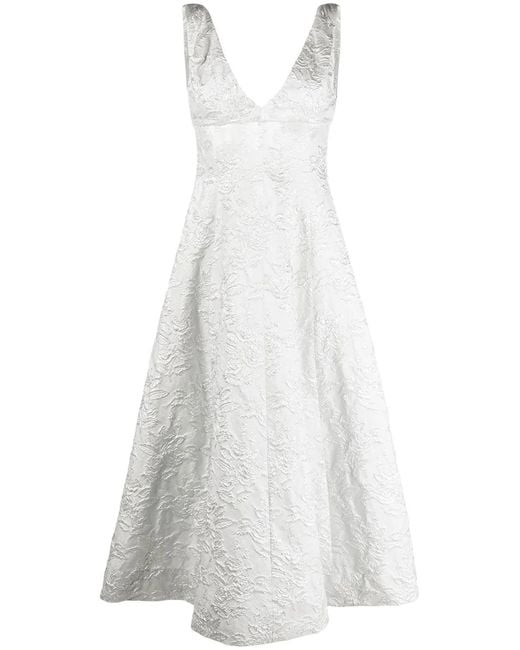 Philosophy Di Lorenzo Serafini White Floral-embroidered Dress