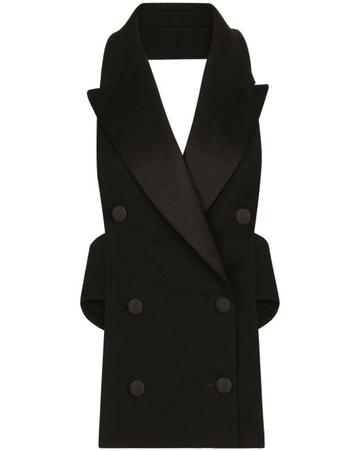 Chaleco de mezcla de lana negra con espalda abierta Dolce & Gabbana de color Black