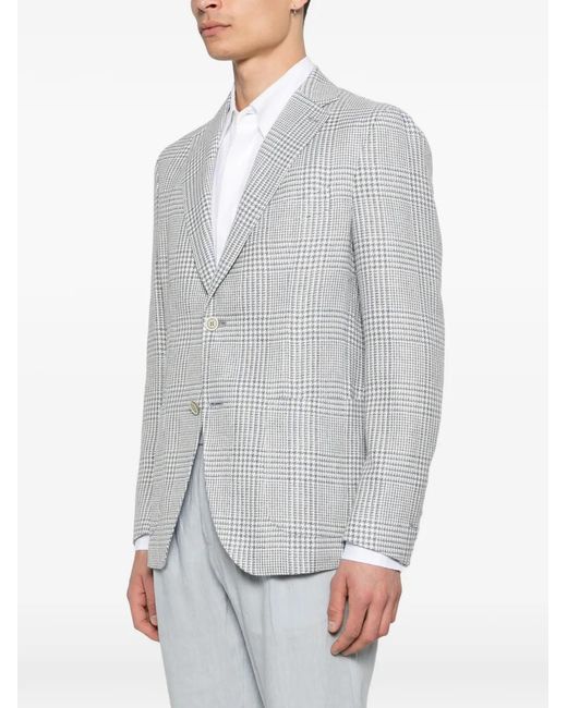Eleventy Gray Checked Single-Breasted Blazer for men