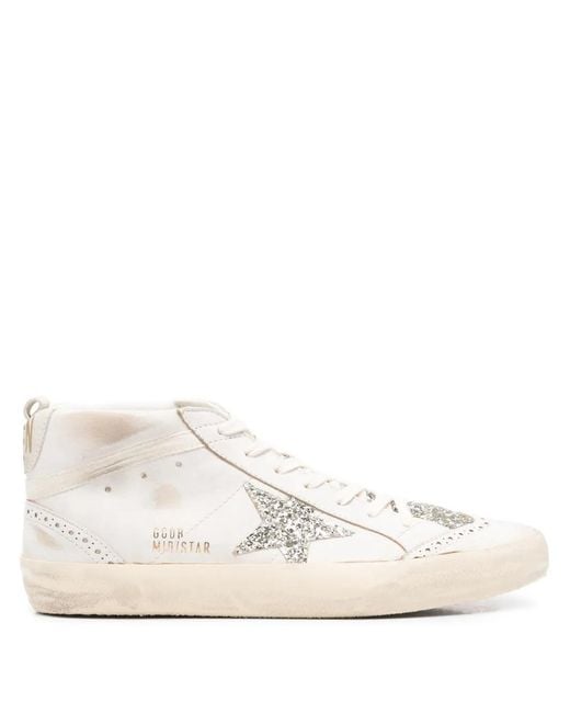 Golden Goose Deluxe Brand White Mid Star Lace-Up Sneakers for men