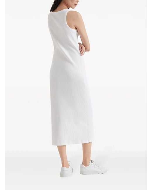 Brunello Cucinelli White Logo-embroidered Tank Dress