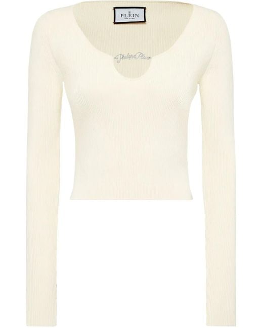 Philipp Plein White Cropped Top
