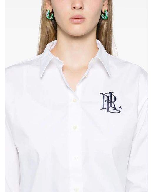 Ralph Lauren White Logo-Embroidered Poplin Shirt