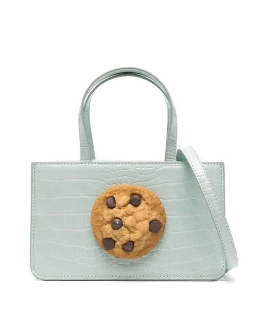 Puppets and Puppets Blue Small Cookie Snakeskin-effect Tote Bag