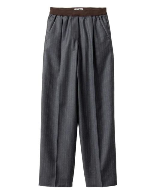 Miu Miu Broek Met Krijtstreep in het Gray