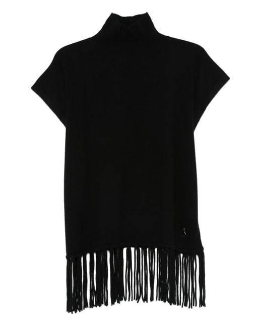 Patrizia Pepe Poncho Met Col En Franje in het Black