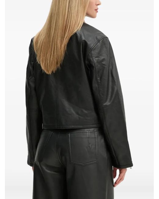 Won Hundred Black Zip-Up Leather Jacket