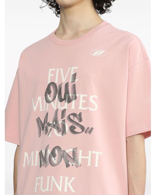 FIVE CM Pink Slogan-print Cotton T-shirt for men