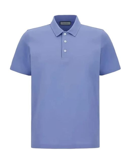 Canali Blue Button Polo Shirt for men