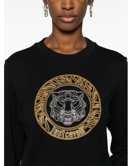 Just Cavalli Black Tiger Head Cotton Sweatshirt