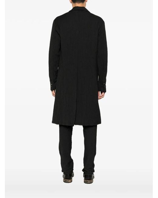 Masnada Black Herringbone-Pattern Buttoned Coat for men