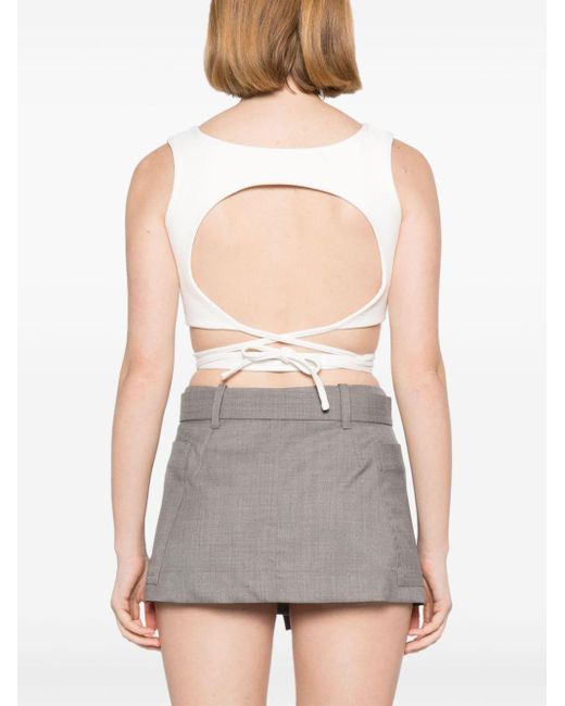 Low Classic White Cut-out-detail Cropped Top