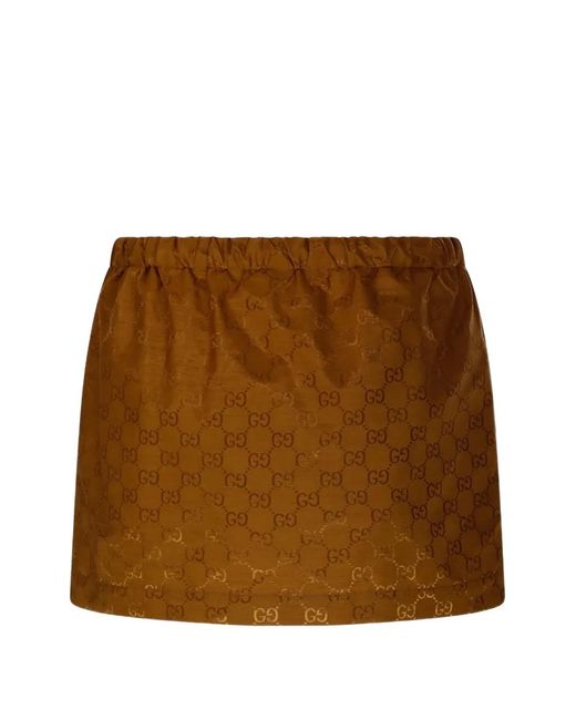 Gucci Brown Monogram Elasticated Mini Skirt