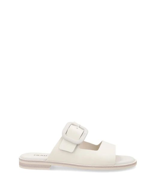 Frau White Buckled Leather Sandals