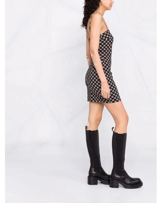 M I S B H V Black Monogram-Print Fitted Dress