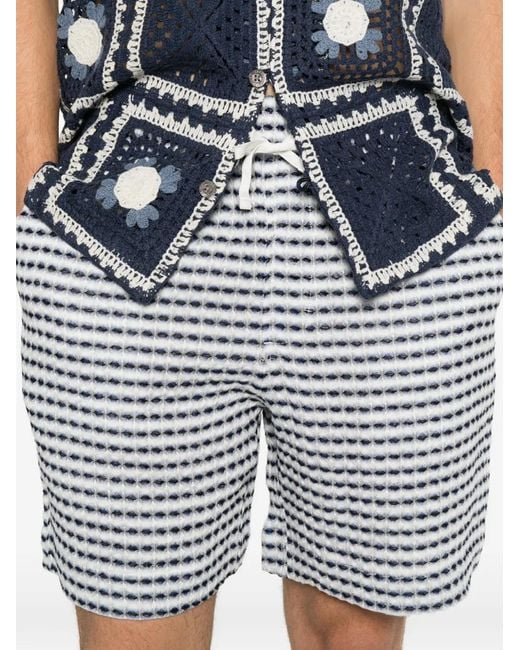 CHE White Riita Horizontal-Stripe Shorts for men