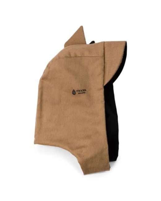 Prada Natural Reversible Re-Nylon And Camel-Hair Hooded Scarf