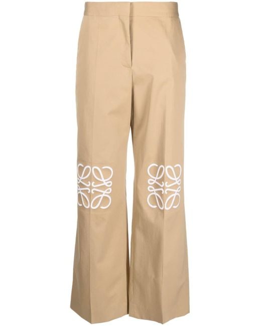 Loewe Natural Anagram Wide Leg Cotton Trousers