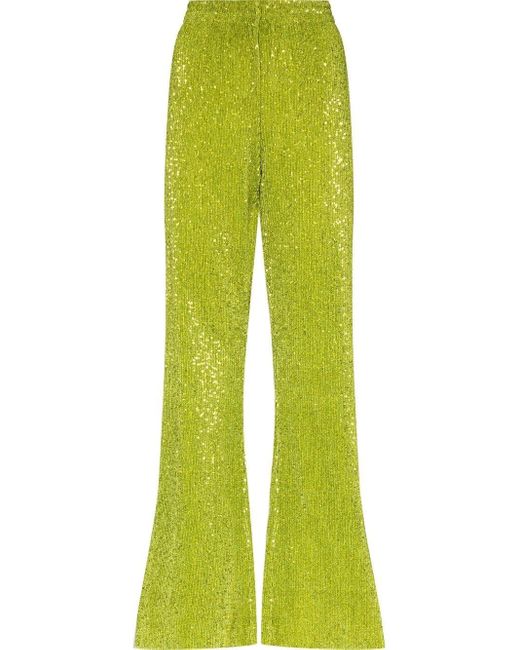 Stine Goya Sequinned Wide-leg Trousers in Green | Lyst UK