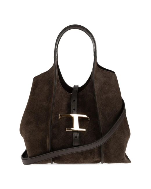 Tod's Black T Timeless Leather Tote Bag