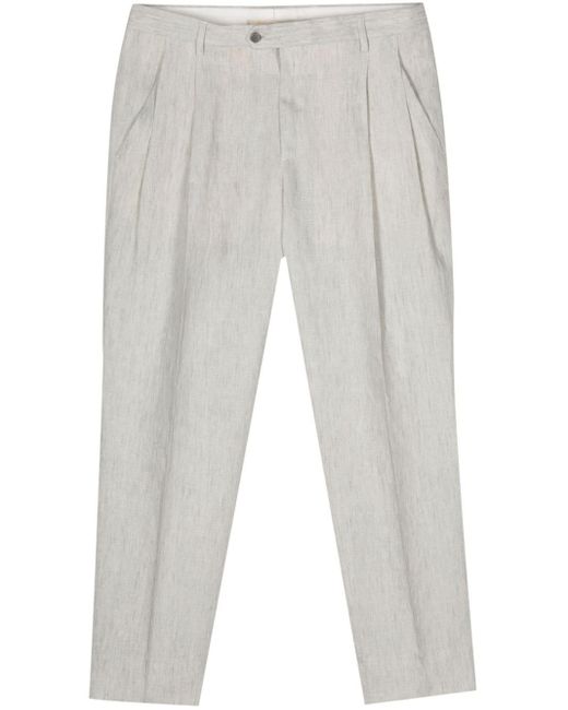 Briglia 1949 White Pleat-detail Linen Trousers for men