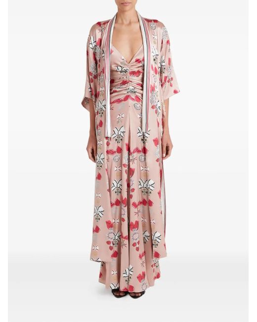 Temperley London Floral-print Silk Coat Pink