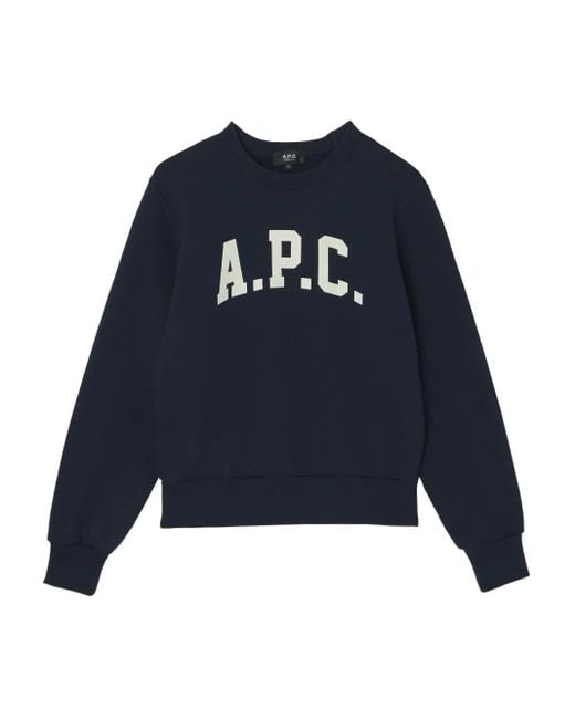 Sudadera con logo y cuello redondo A.P.C. de hombre de color Blue
