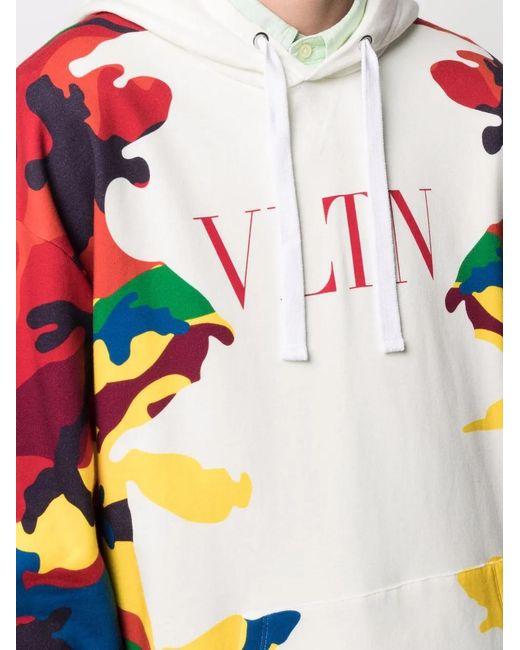 Valentino Garavani Multicolor Hoodie Camou7 Camouflage Print for men