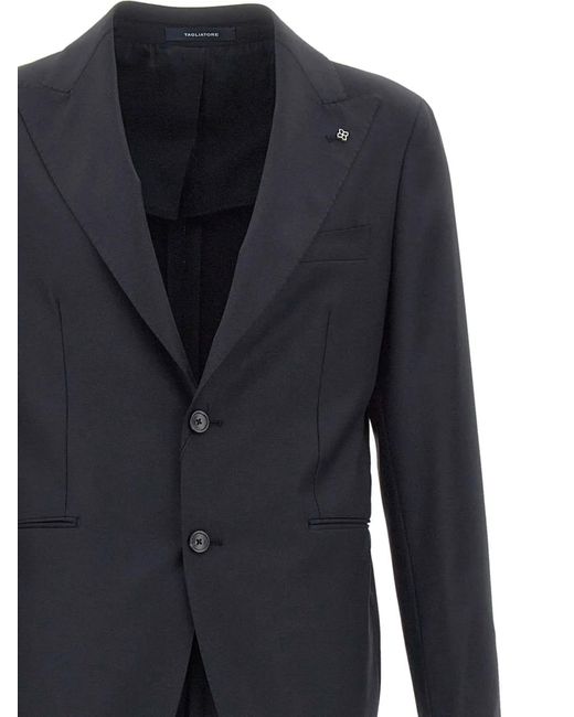Tagliatore Blue Single-Breasted Peak-Lapel Suit for men