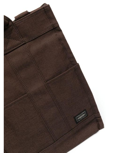Porter-Yoshida and Co Brown Smoky Logo-patch Tote Bag for men