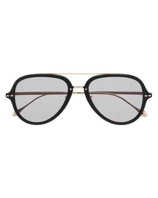 Isabel Marant Black Pilot Round-Frame Sunglasses