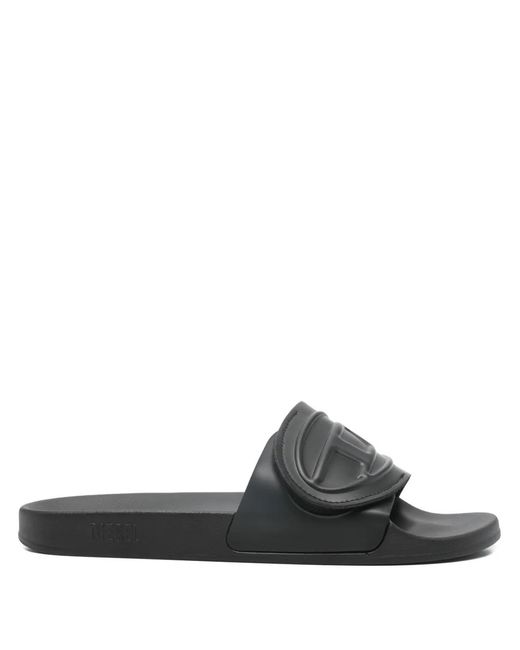DIESEL Black Sa-Bloop Embossed Slides for men