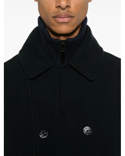 Cappotto Doppiopetto Con Applicazione Compass di Stone Island in Black da Uomo