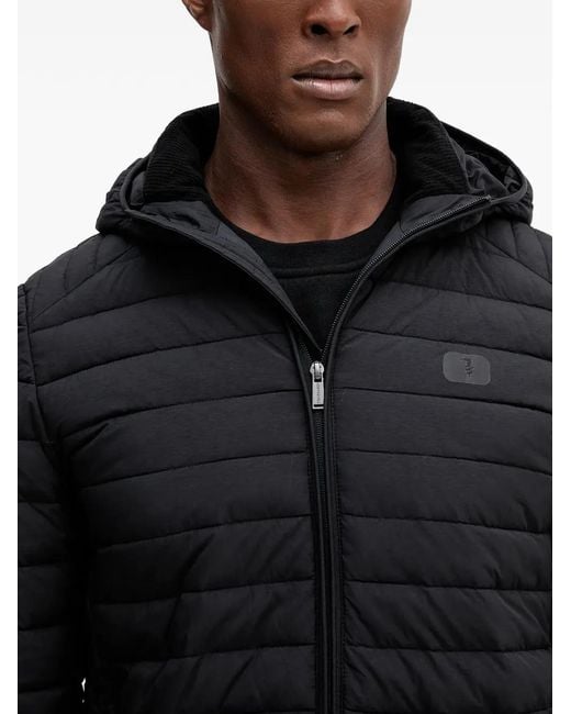 Trussardi Black Hooded Quilted Jacket for men