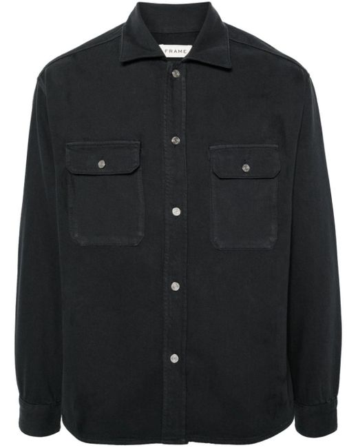 FRAME Black Long-sleeve Cotton Overshirt for men