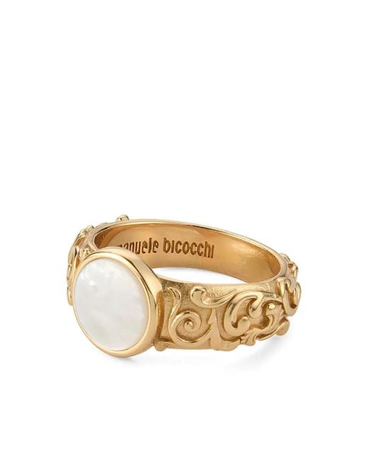 Emanuele Bicocchi Metallic Arabesque Engraved Chevalier Ring