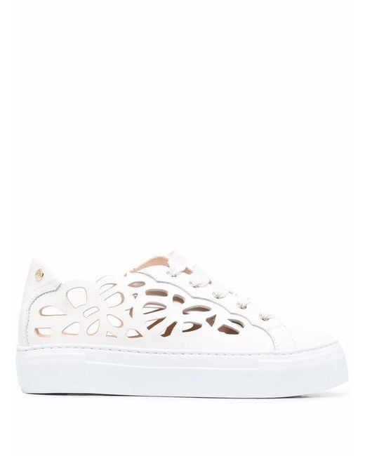 Agl Attilio Giusti Leombruni White Laser-Cut Detail Sneakers