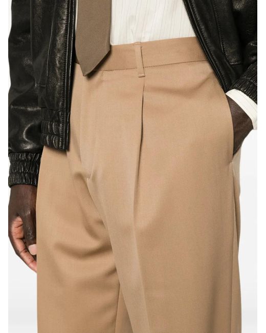Lardini White Pleated Straight-Leg Trousers for men