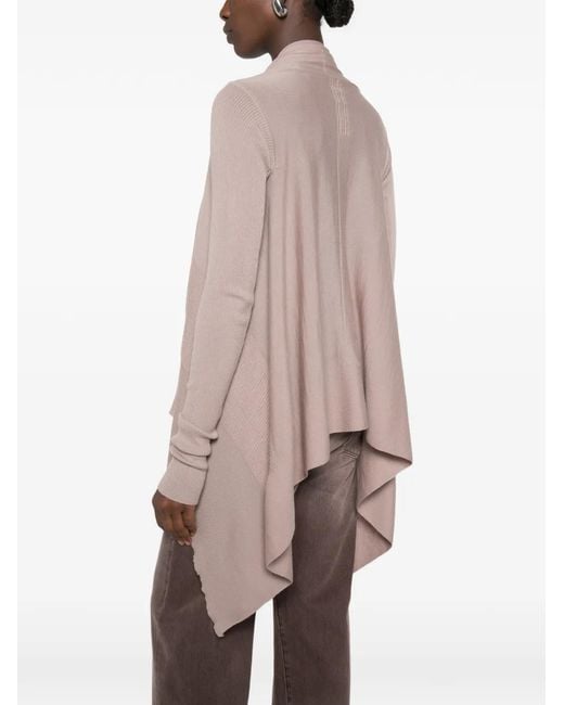Rick Owens Pink Draped Asymmetric-Hem Cardigan