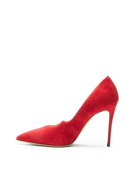 Casadei Red Cats Suede Pumps