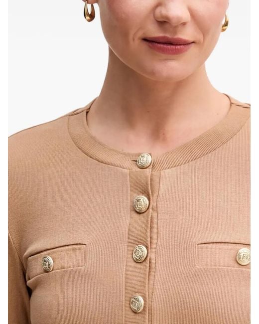 MARC AUREL Brown Button-Detail Top