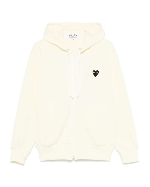 COMME DES GARÇONS PLAY White Large Heart-Print Zip-Up Hoodie