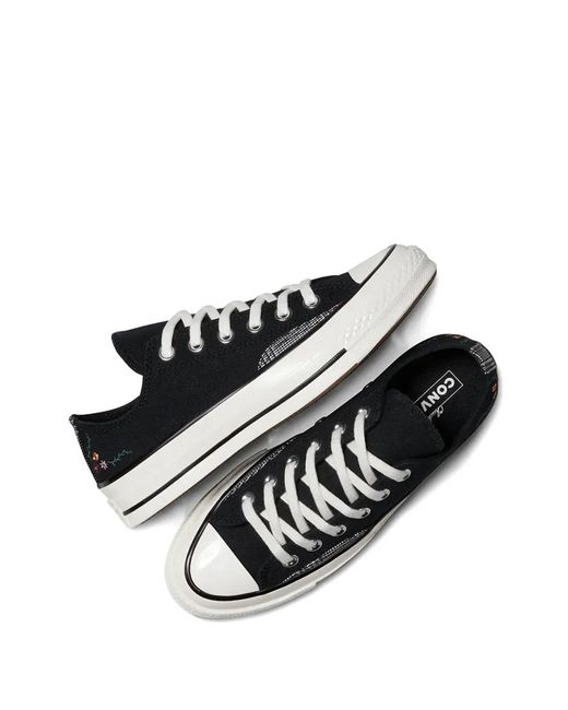 Converse Black Chuck 70 Floral Embroidered Sneakers